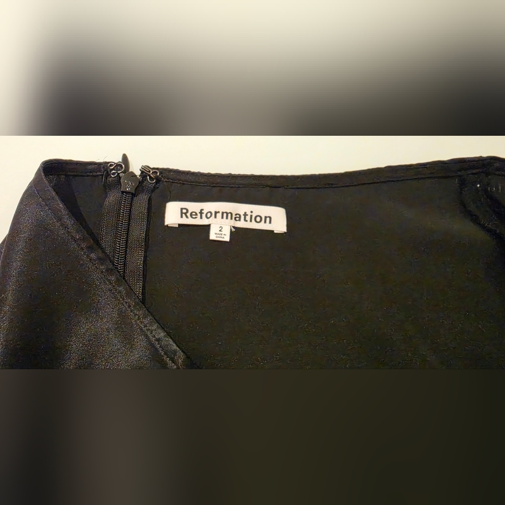 Reformation Benson Black Silk A-Line Mini Skirt - Picture 6 of 6